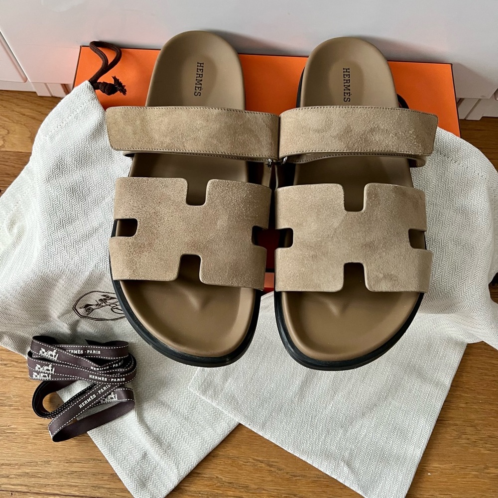 Hermes Chypre Sandal Beige EU43 US11 Women US 10.5 Men
